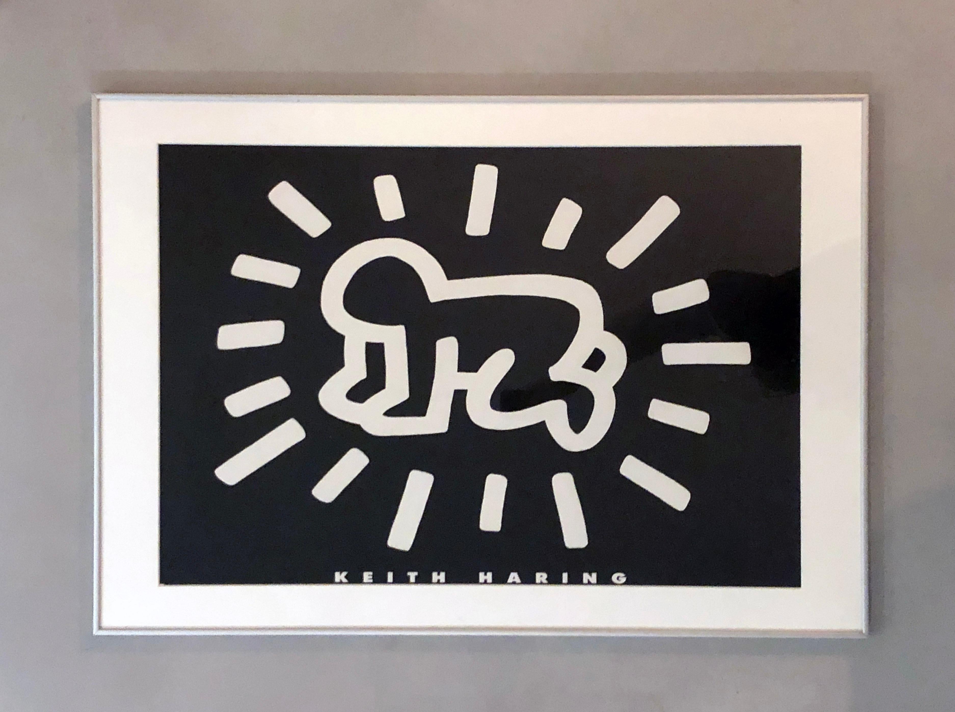 Nachlass von Keith Haring, gerahmtes strahlendes Baby, Schwarz-Weiß-Lithographie-Druck, 1993 im Angebot 3