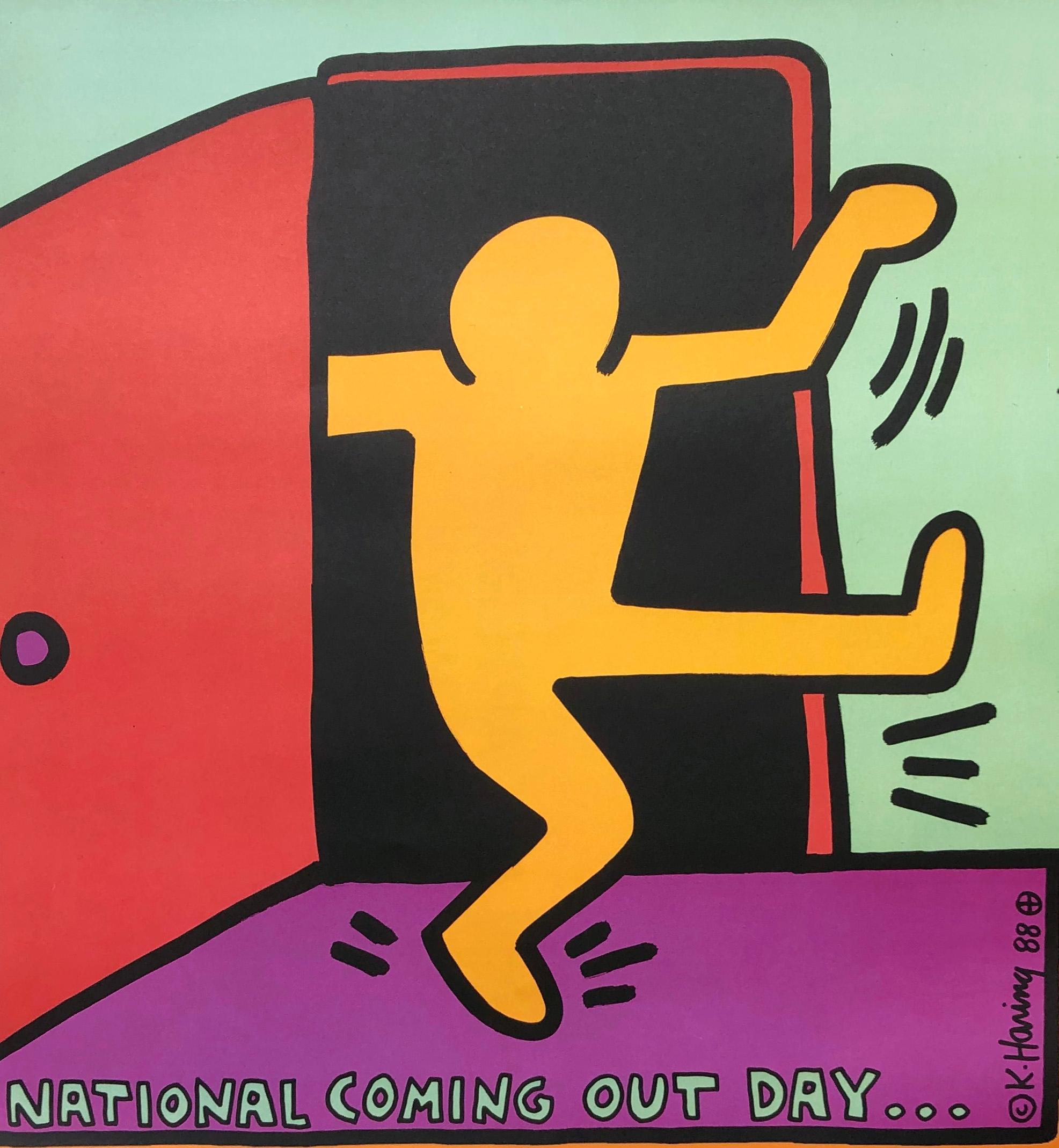 Keith Haring Exhibit Poster 'Keith Haring National Coming Out Day' In Excellent Condition In Brooklyn, NY