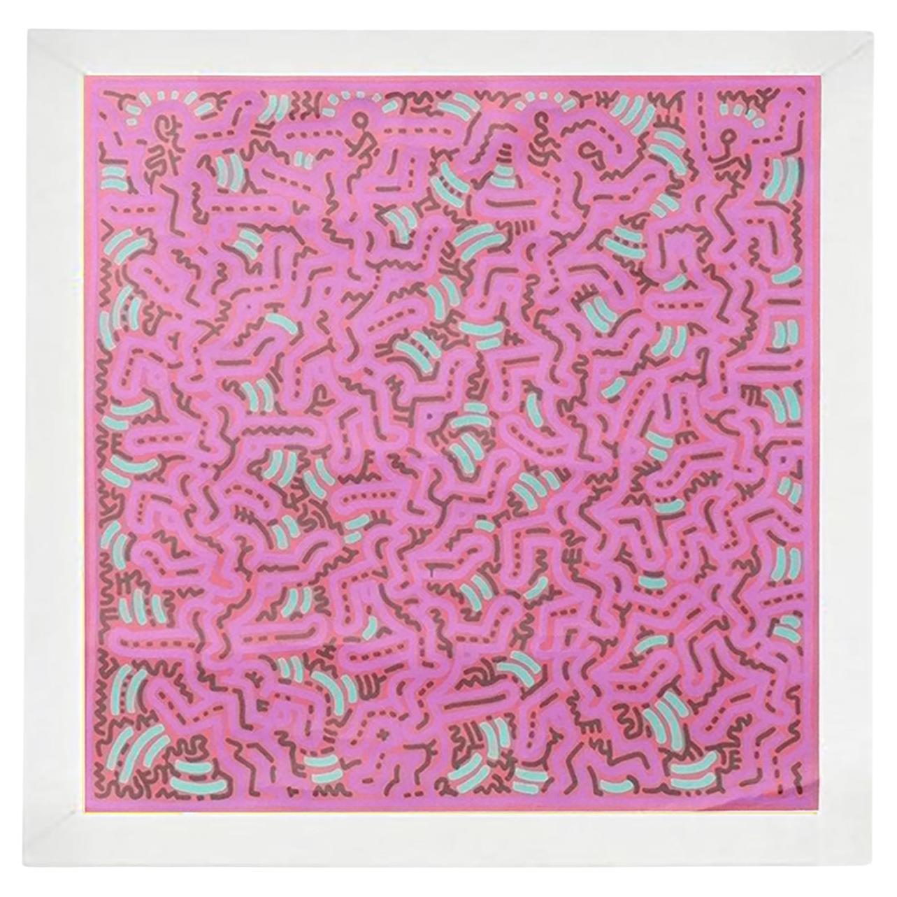 Keith Haring Lithographie Mid Century Modern Art 1980s 26" x 26"