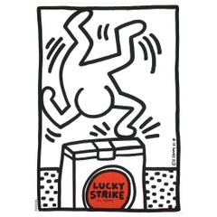 Vintage Keith Haring 'Lucky Strike I' Rare Original 1987 Poster Print on Wove Paper