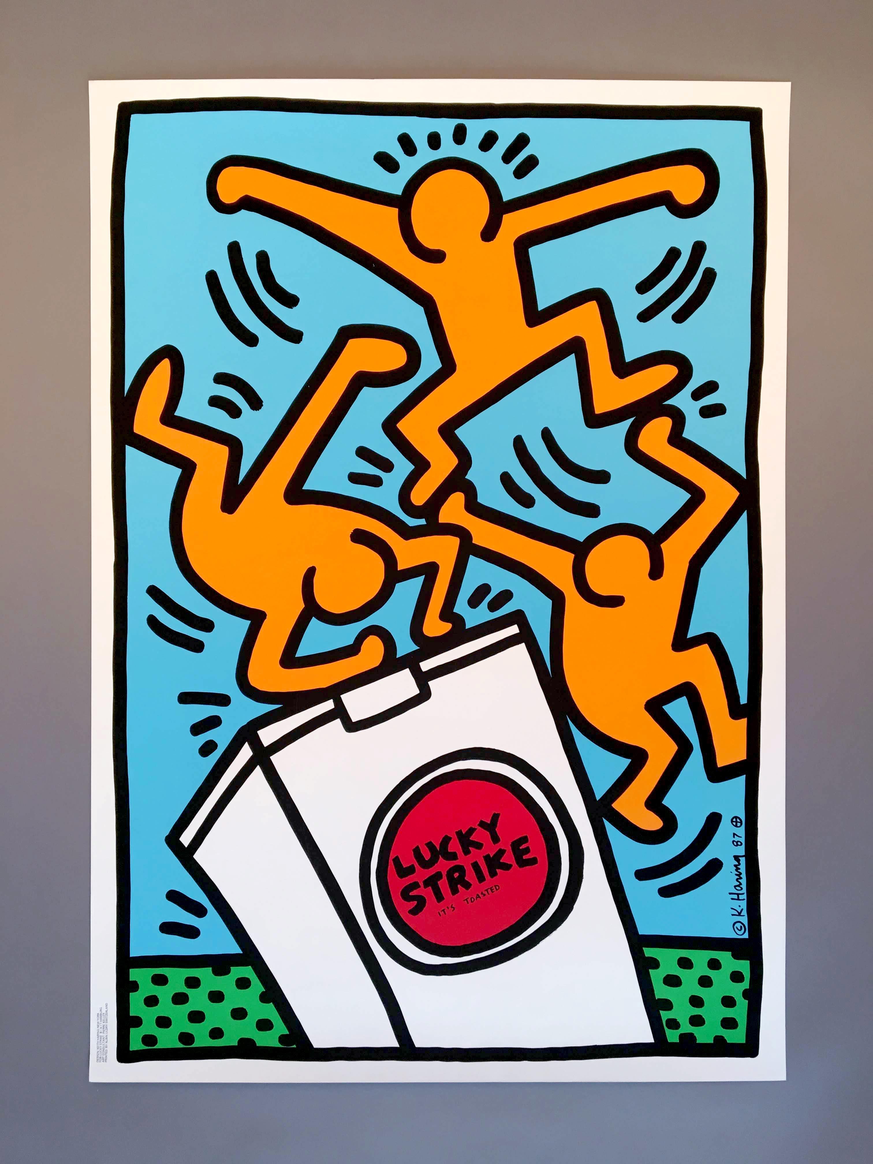 Keith Haring (United States, 1958-1990)
'Lucky Strike III', 1987
 
In 1987, the cigarette company Lucky Strike commissioned Keith Haring to design a series of advertisements for the brand. Haring created nine drawings for Lucky Strike, from which