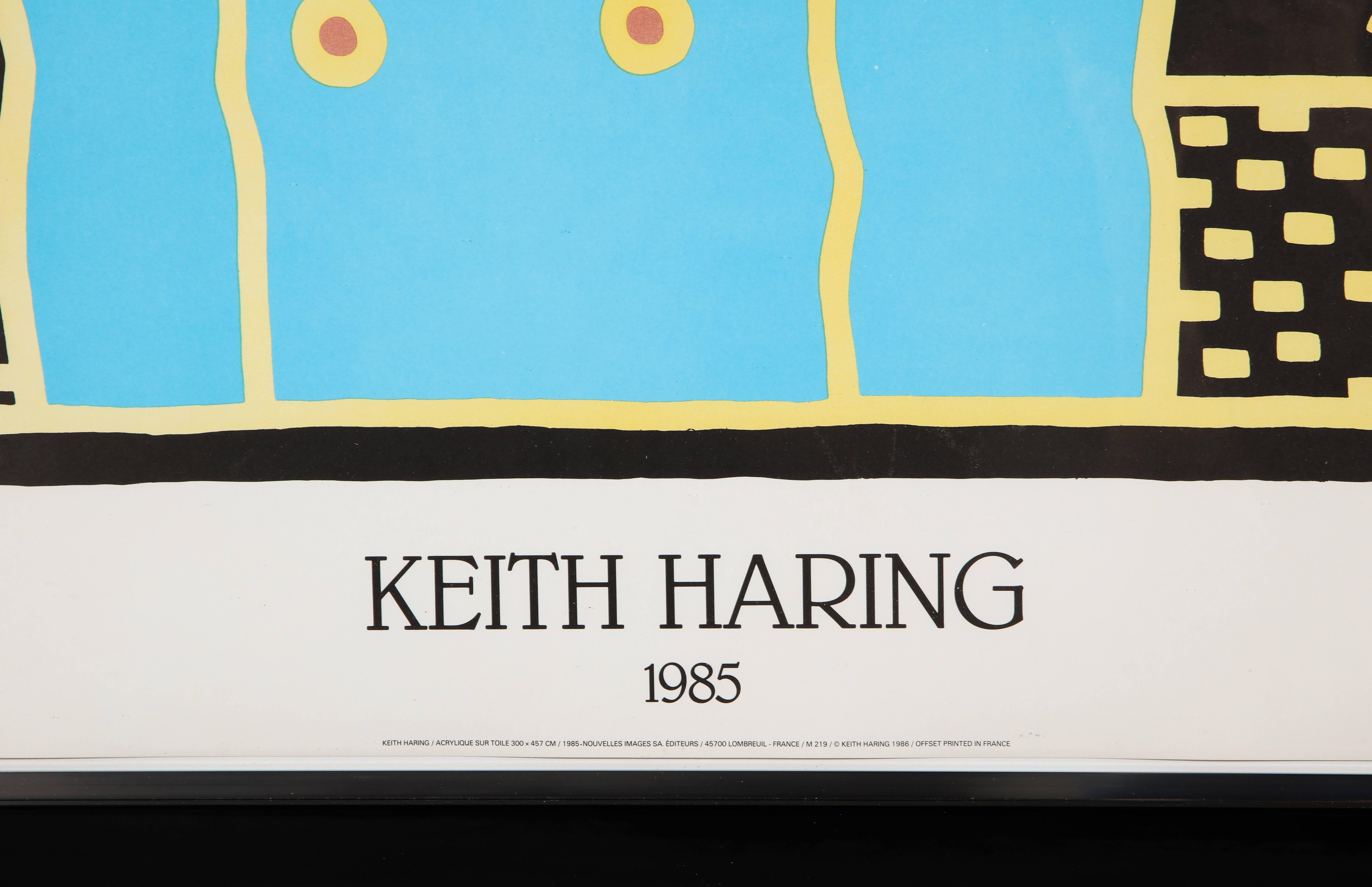 Late 20th Century Medusa, 'after' Keith Haring, Offset Lithograph, Blue, Yellow and Black, Signed