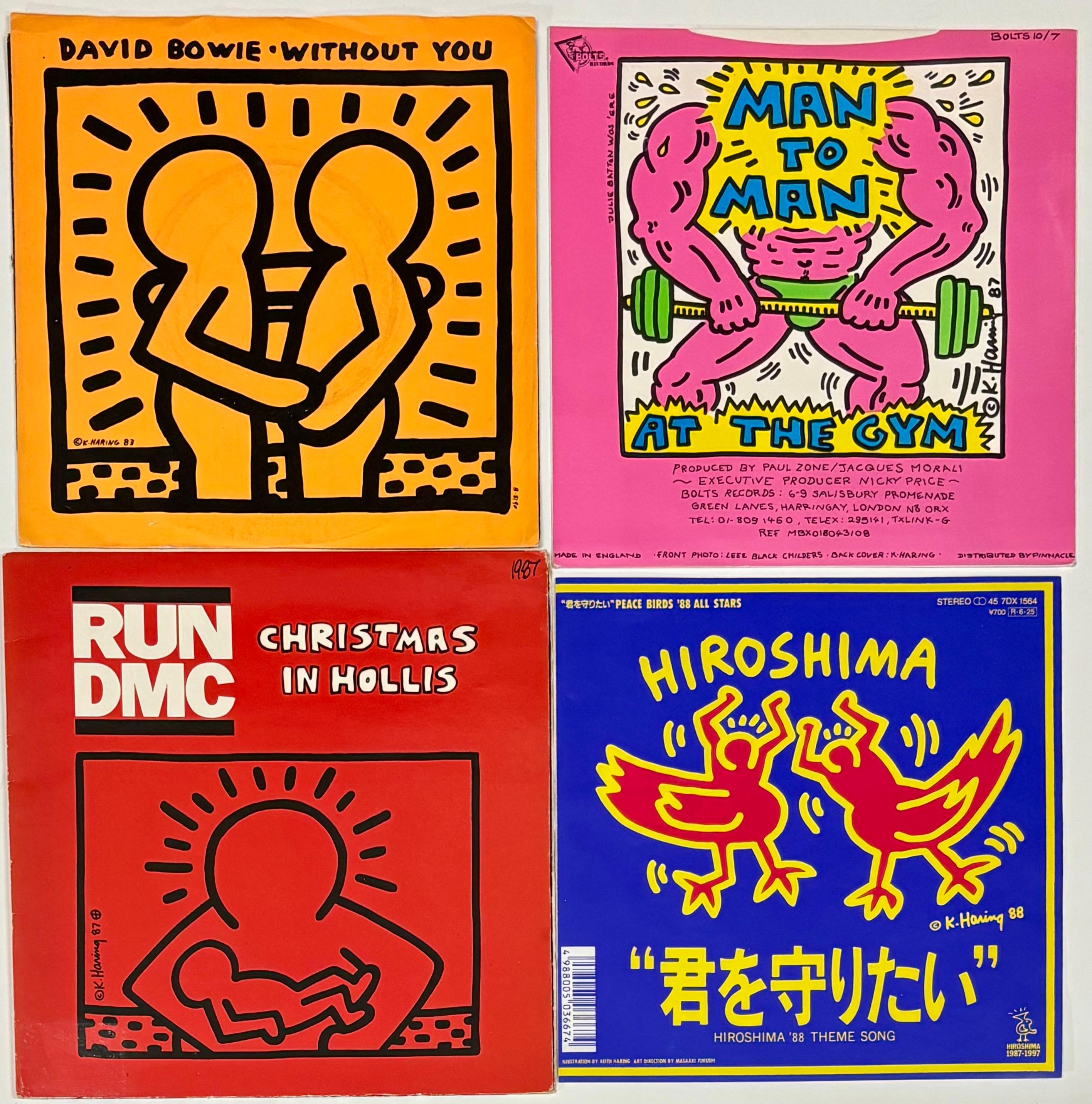 1980s Keith Haring Record Art: set of 4 (1980s Keith Haring album cover art)