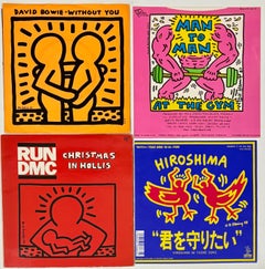 1980s Keith Haring Record Art: set of 4 (1980s Keith Haring album cover art)