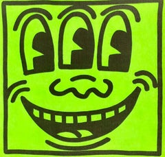 Keith Haring, années 1980, autocollant « Haring early 80s » à trois yeux souriants