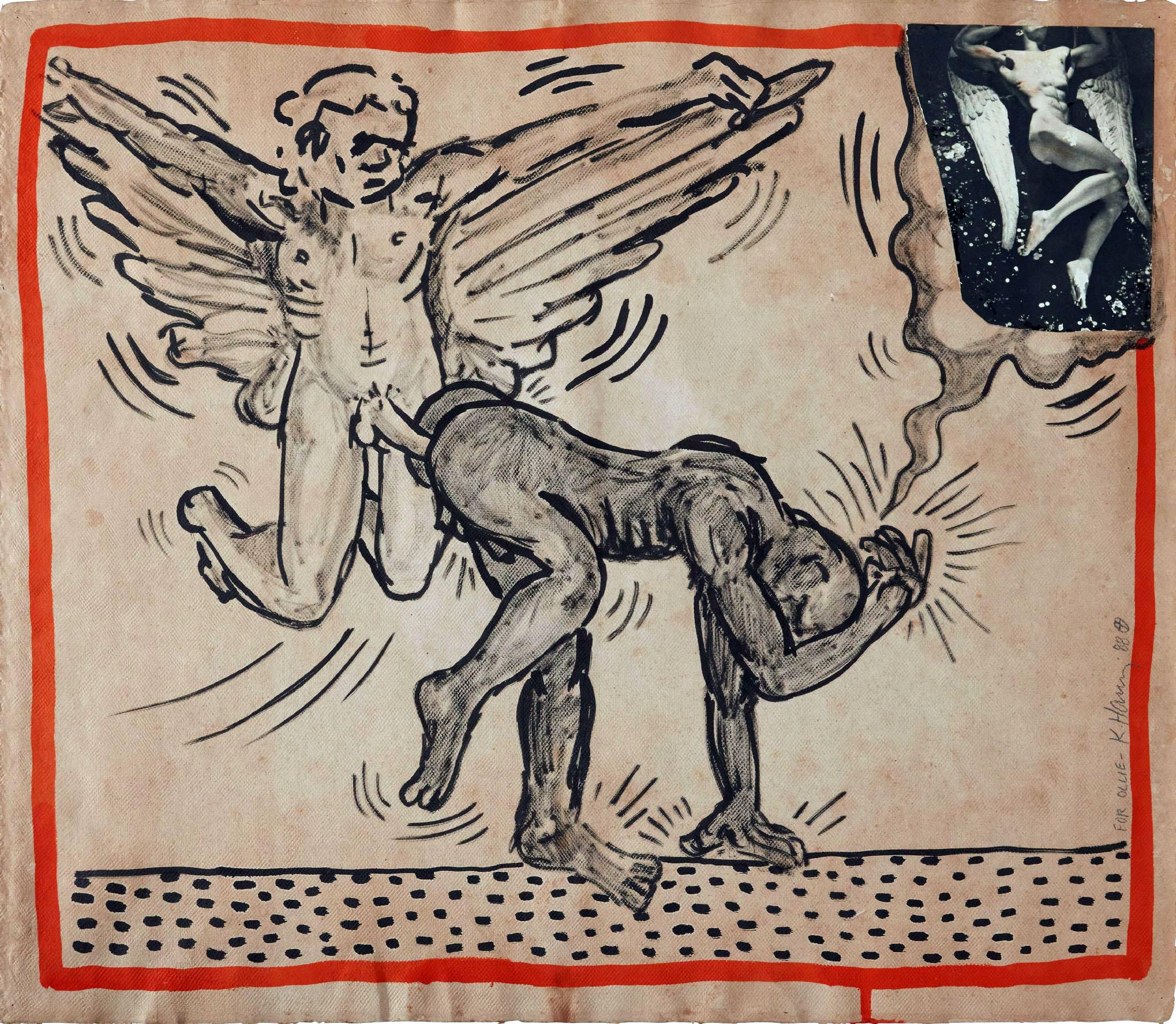 Angel (Original) - Mixed Media Art by Keith Haring