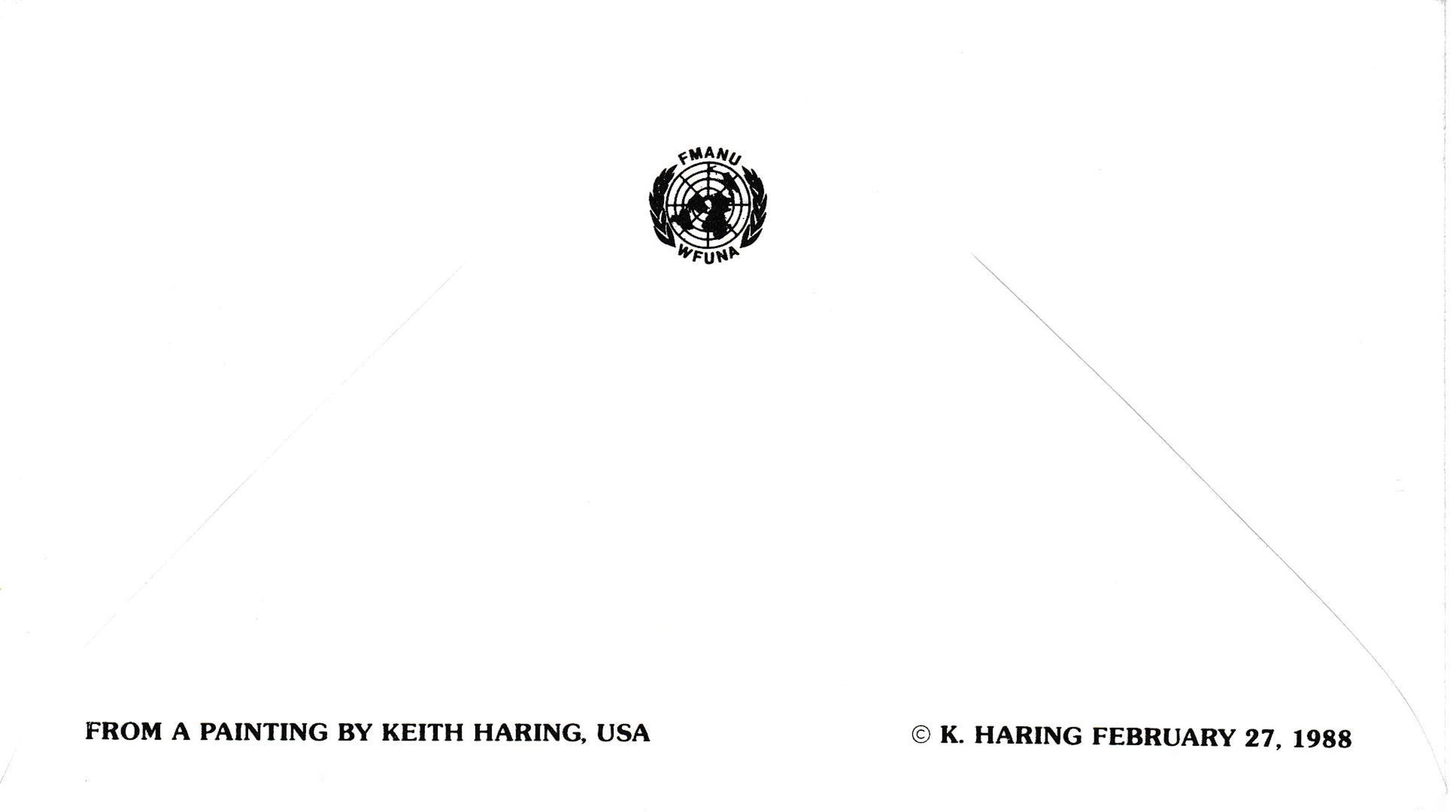 Enveloppe du jour d'un volontaire international, signée des cachets par Keith Haring en vente 1