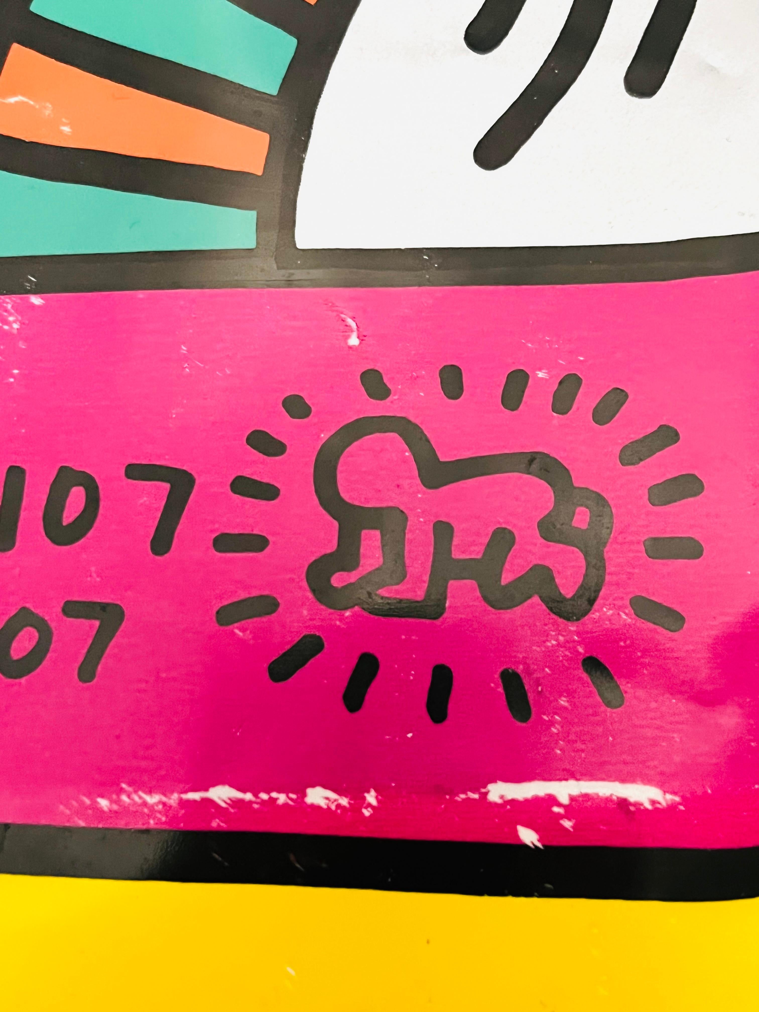 Keith Haring Pop Shop Tokyo 1988:
Rare vintage original 1980s Keith Haring Pop Shop Tokyo bag designed & illustrated by the artist. Features a bold Keith Haring printed signature and standout original Haring Pop shop Tokyo logos, plus bright, lush