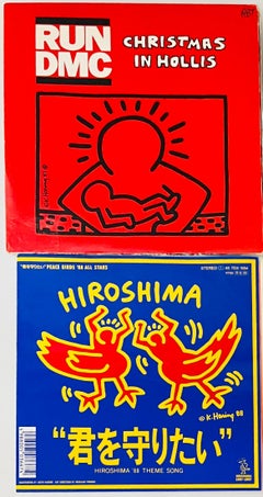 Original Keith Haring Record Art: set of 4  (1980s Keith Haring album cover art)