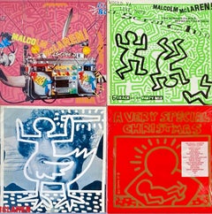 Retro Original Keith Haring Record Art: set of 4  (1980s Keith Haring album cover art)