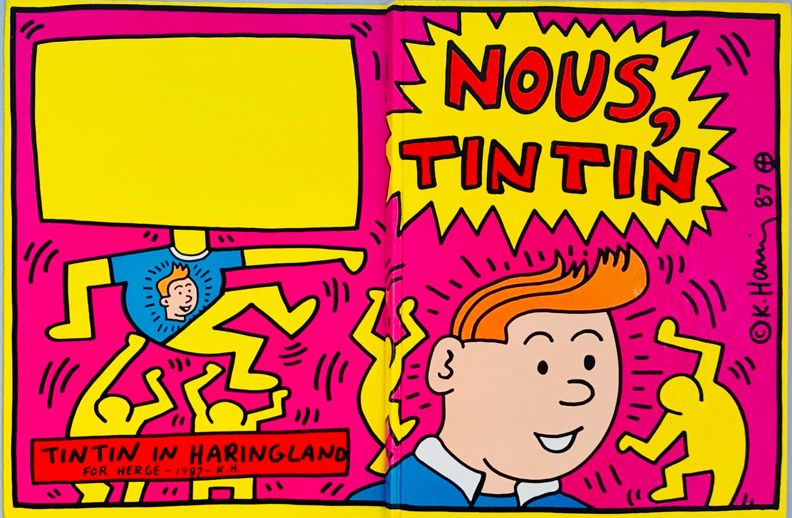 Keith Haring illustrated Nous Tintin 1987, 'Keith Haring in Tintin Land'
An artist tribute collection to Tintin featuring double-sided original cover art by Keith Haring. Brilliant cover illustration that would look excellent framed. Rare and not to