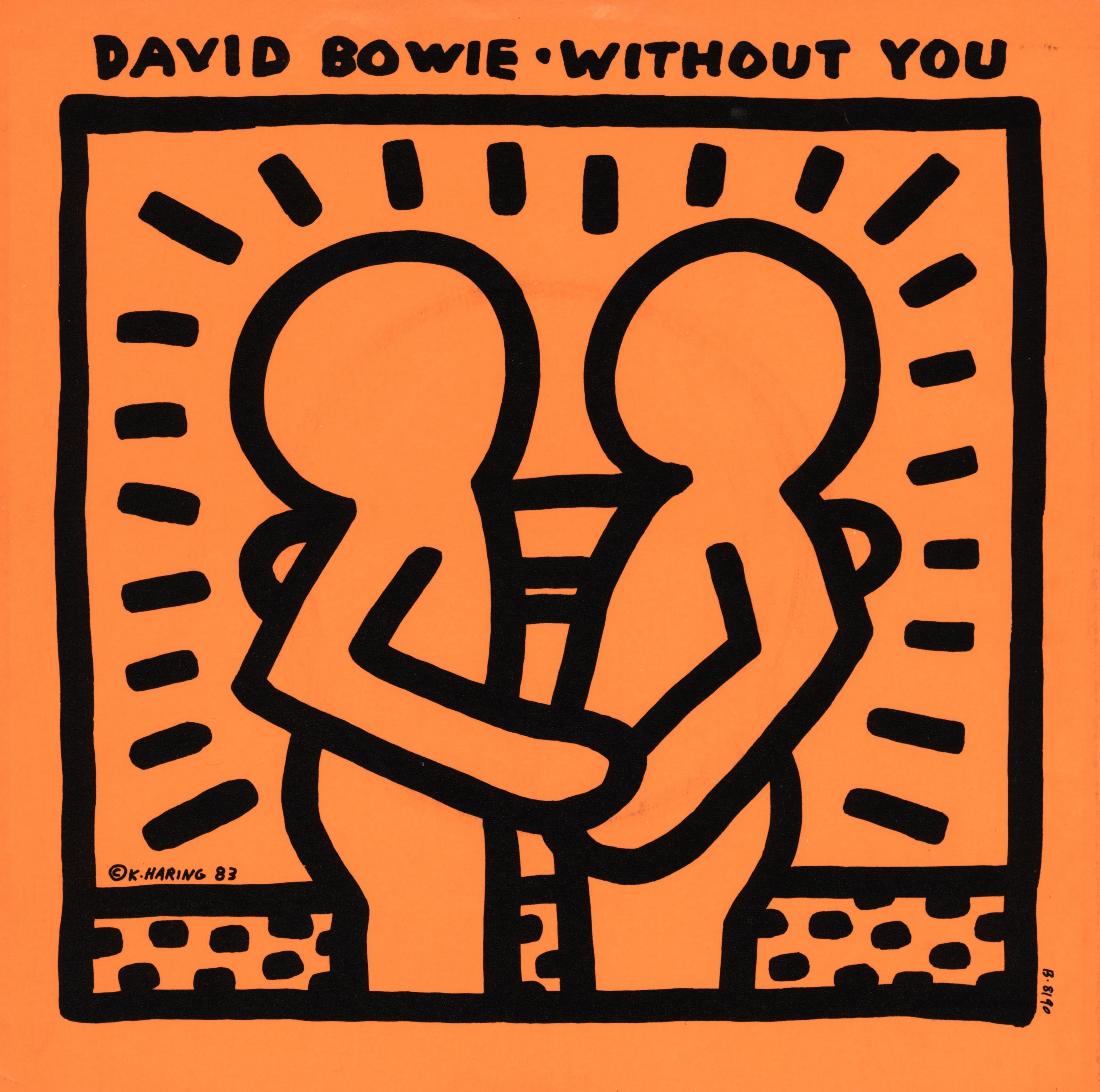 1980s Keith Haring Record Art:
David BOWIE "Without You" A Rare Highly Sought After Vinyl Art Cover featuring original cover artwork by Keith Haring.

Year: 1983.

Medium: Off-Set Lithograph.

Dimensions: 7 x 7 inches.

Cover: Very good overall