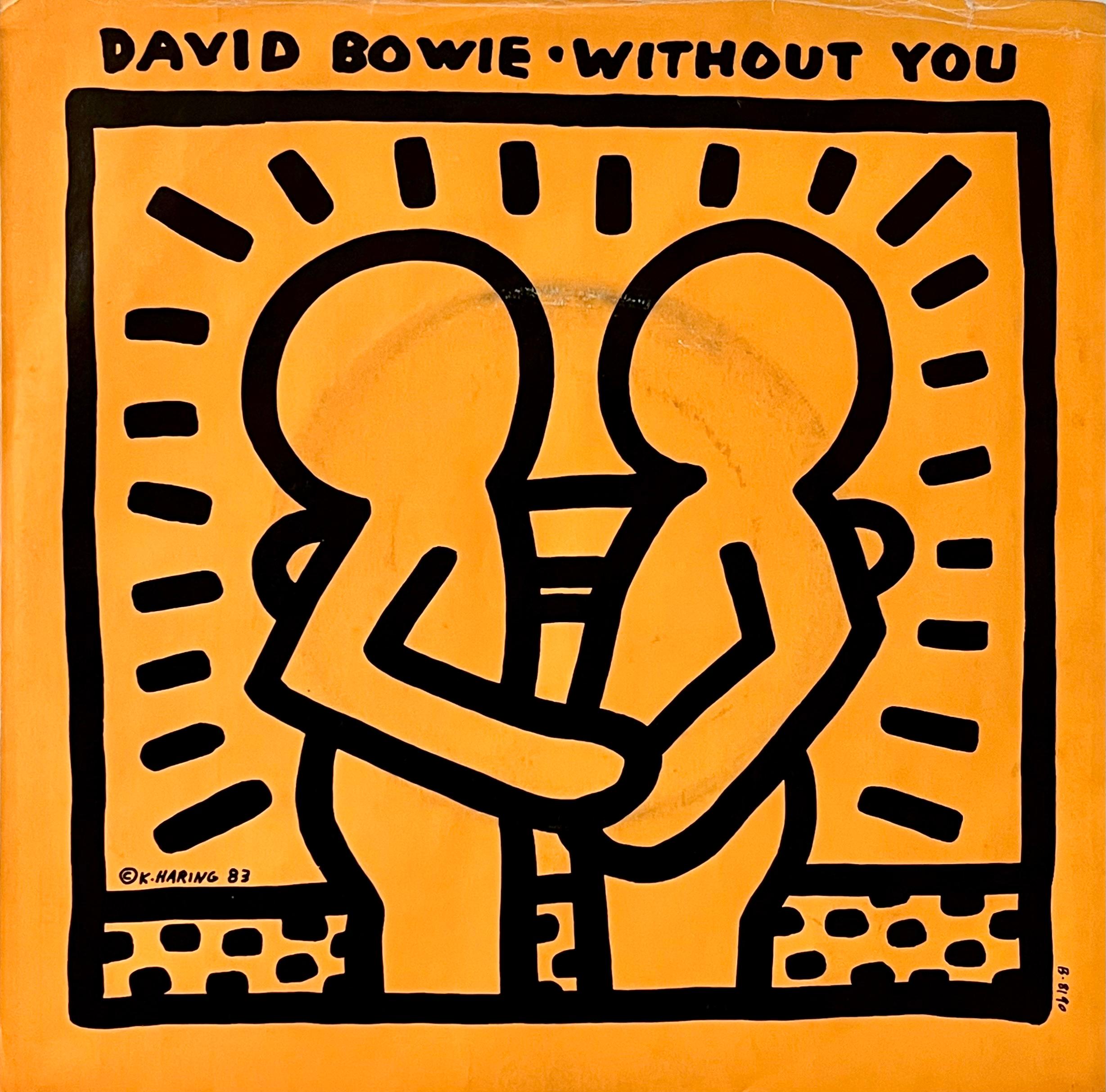 1980s Keith Haring Record Art:
David BOWIE "Without You" A Rare Highly Sought After Vinyl Art Cover featuring original cover artwork by Keith Haring.

Year: 1983.

Medium: Off-Set Lithograph.

Dimensions: 7 x 7 inches.

Cover: Fair overall vintage
