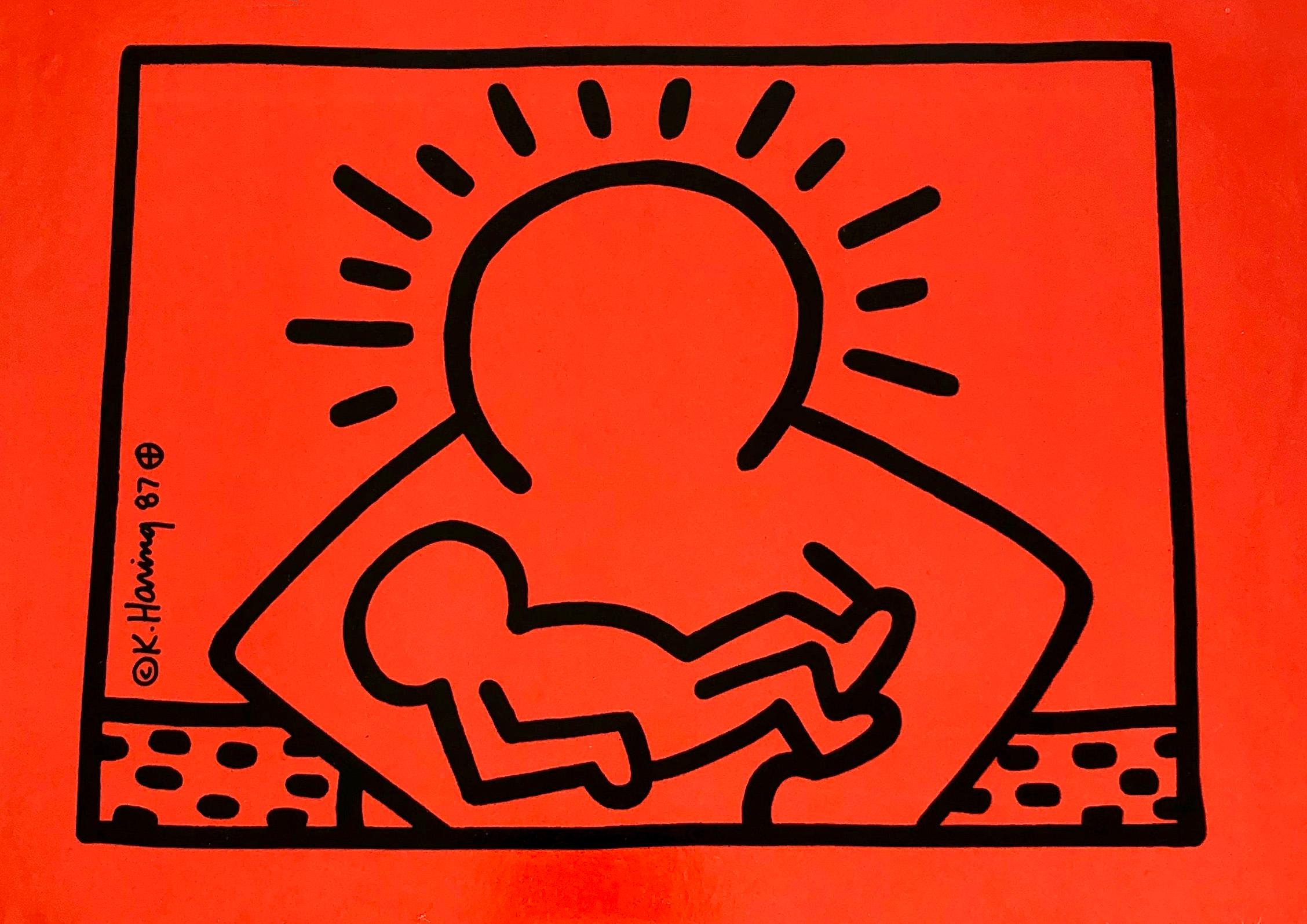 Seltene Original Keith Haring Vinyl-Plattenkunst (Keith Haring Run Dmc) 