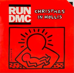Retro Rare Original Keith Haring Vinyl Record Art (Run Dmc Christmas) 