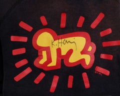 Sweat-shirt signé Keith Haring Pop Shop c.C. 1986 (Keith Haring Radiant Baby)