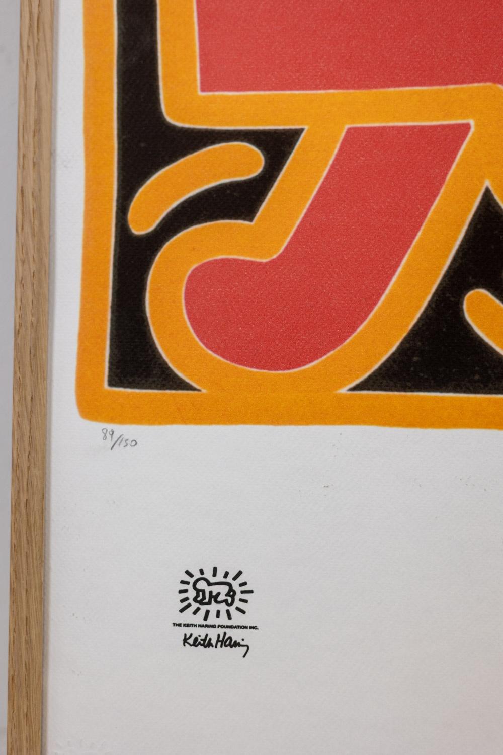 Keith Haring. Nummerierter Farbserigrafie-Druck. 1990s im Zustand „Gut“ im Angebot in Saint-Ouen, FR