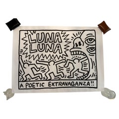 Cartel original de Keith Haring de los años 80 para el festival de arte «Luna Luna: A Poetic Extravaganza»