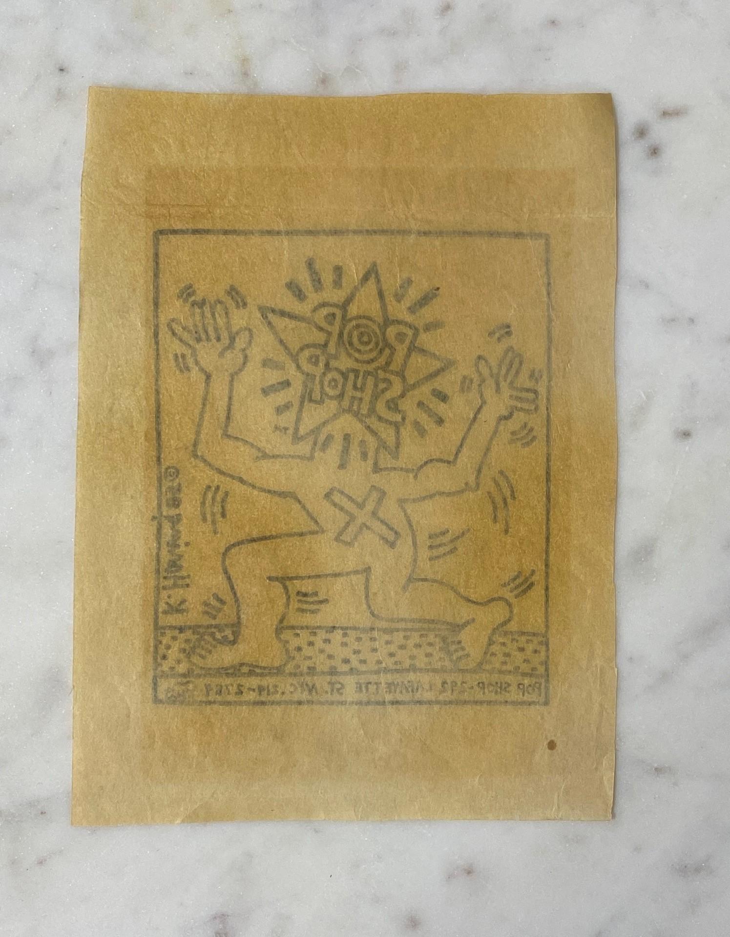 Keith Haring Original New York City Pop Shop Lithograph Bag With Bonus, 1980s For Sale 5