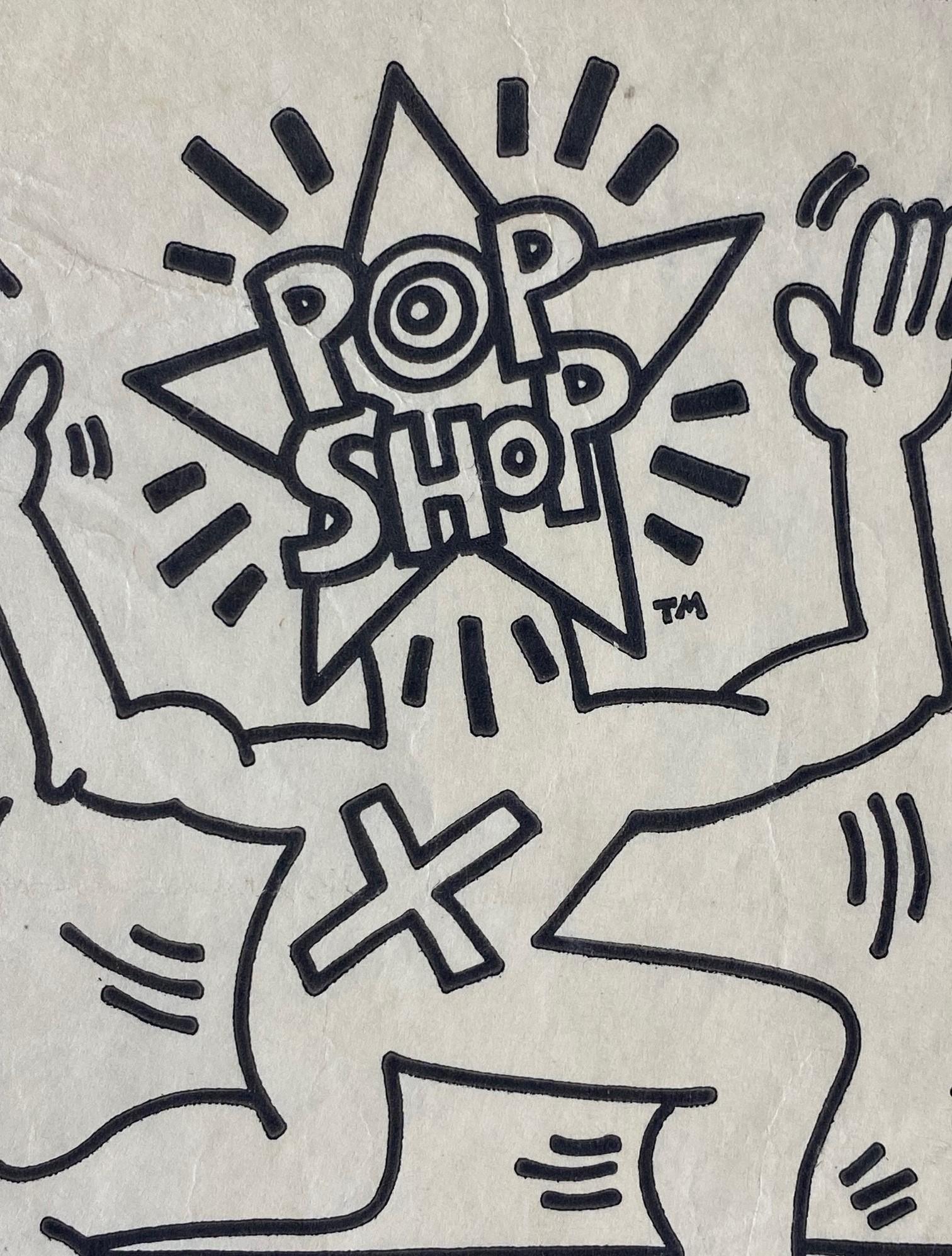 Keith Haring Litografía original de la tienda pop de Nueva York Bolsa con bonificación, años 80 finales del siglo XX en venta