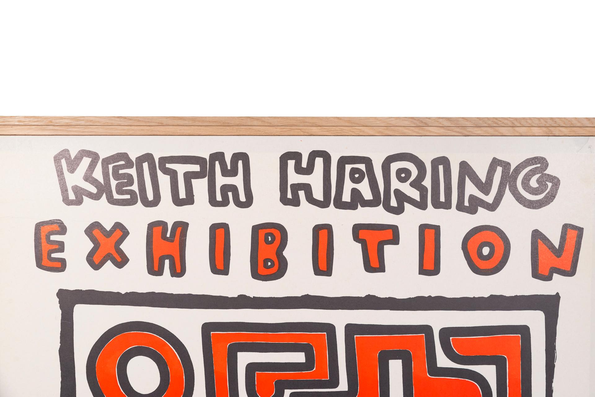 Keith Haring, 
Original poster of an exhibition in 1991
Paper,
Italy, circa 1991
Modern baguette frame.

Measures: Width 70, height 85 cm.