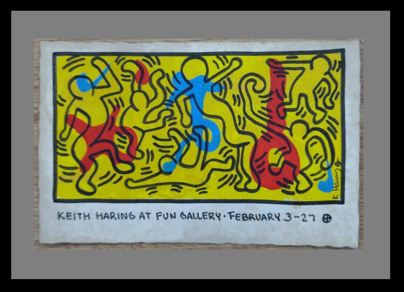 Keith Haring  original card. 8.5 x 13.5 cm For Sale 7