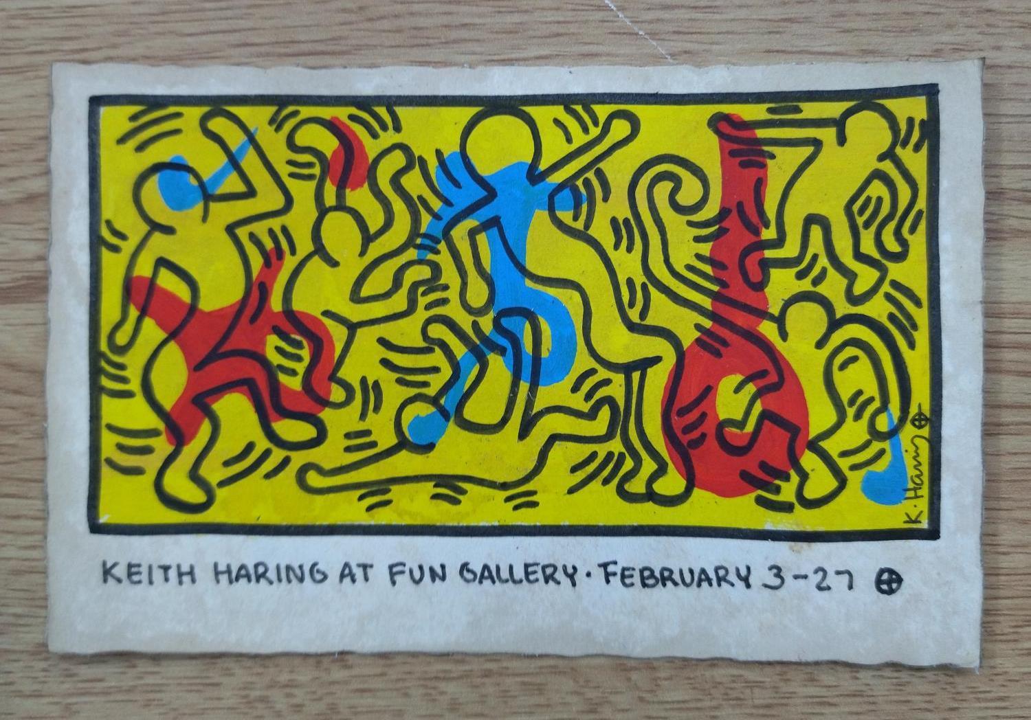 Keith Haring 255 original card. 8.5 x 13.5 cm For Sale 8