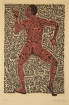 Keith Haring ( Americano, 1958 - 1990 ) Litografia Pop Art in edizione limitata