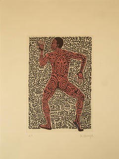 Keith Haring ( Americano, 1958 - 1990 ) Litografia Pop Art in edizione limitata