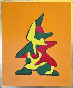 Pop Art Anthropomorphic Hieroglyphics, Orange, Red, Green and Yellow.