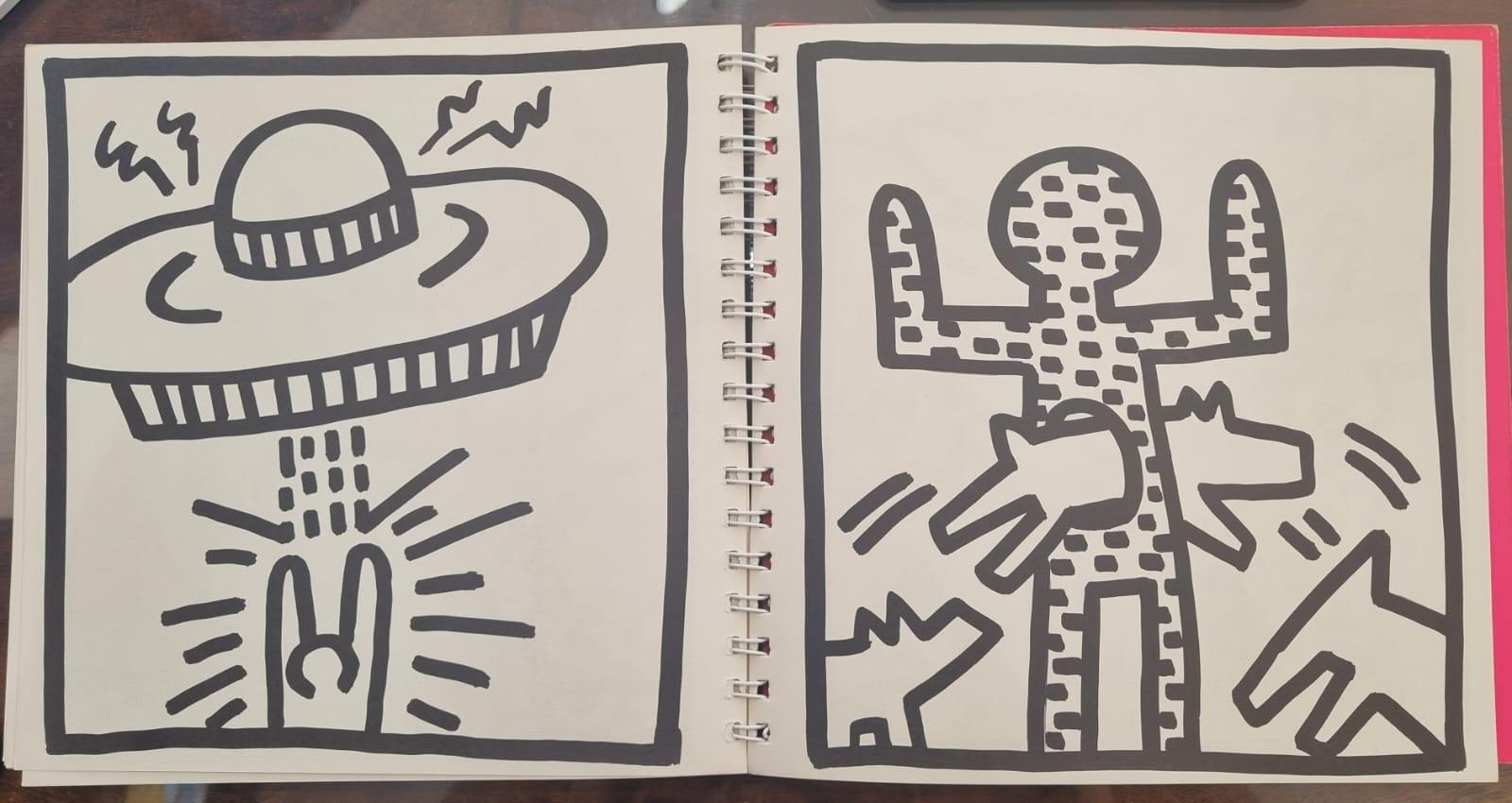A wonderful drawing by Keith Haring on the first page of a catalog of his artworks exhibition. printed by Tony Shafrazi Gallery, New York, 1982
Signed lower right. Hand signed Marker on the exhibition catalogue by the artist and include a small
