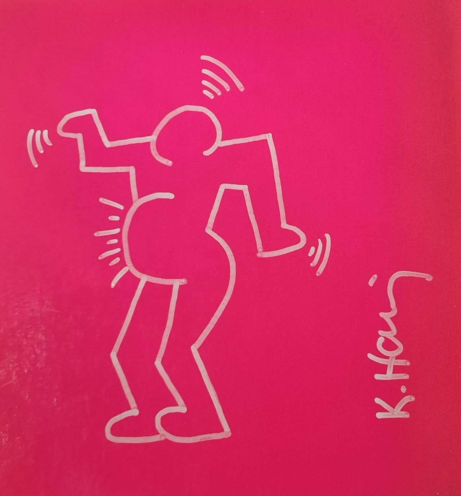 Signed artist catalog with a drawing - Mixed Media Art by Keith Haring