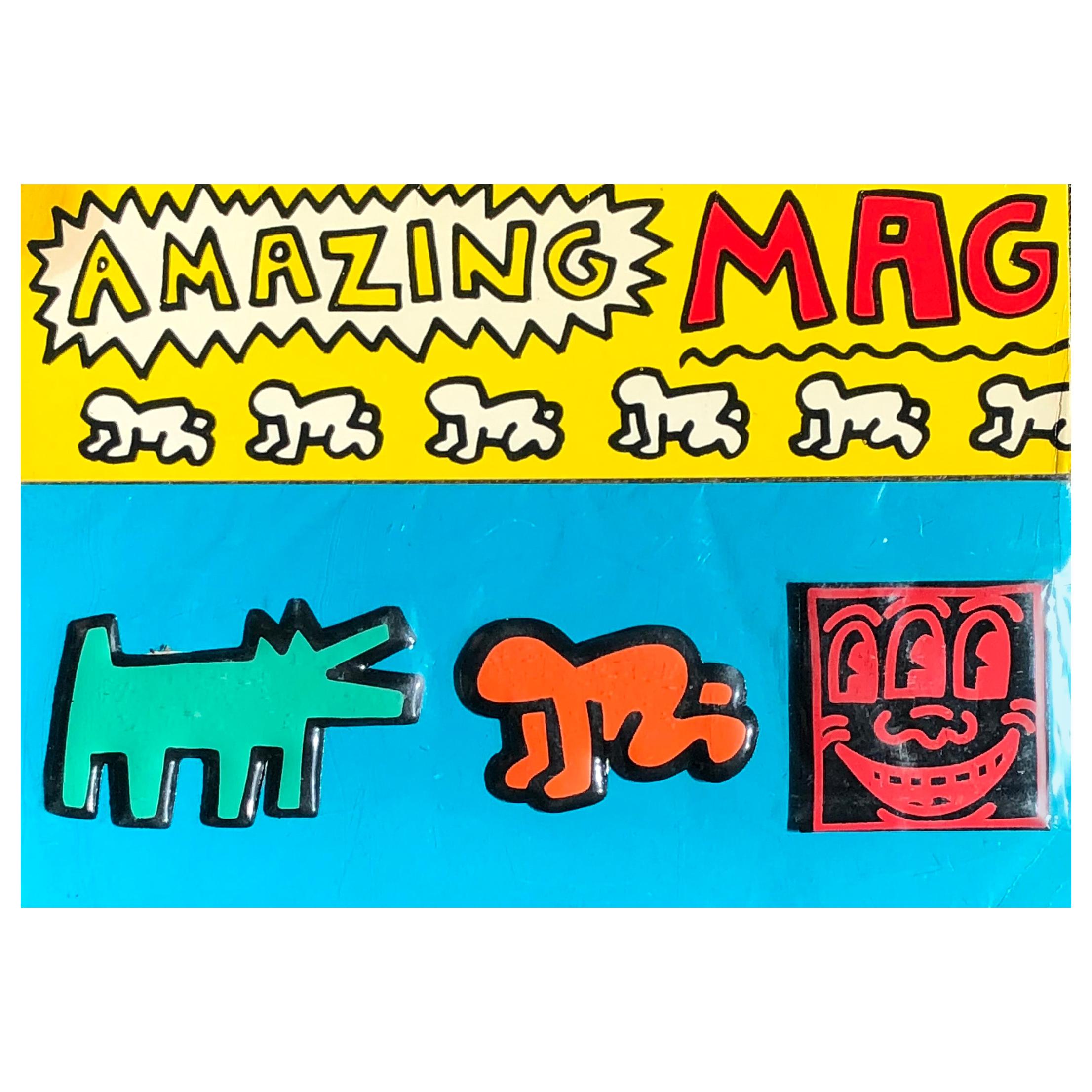 Keith Haring Pop Shop 1985, Set of 3 Vintage Magnets