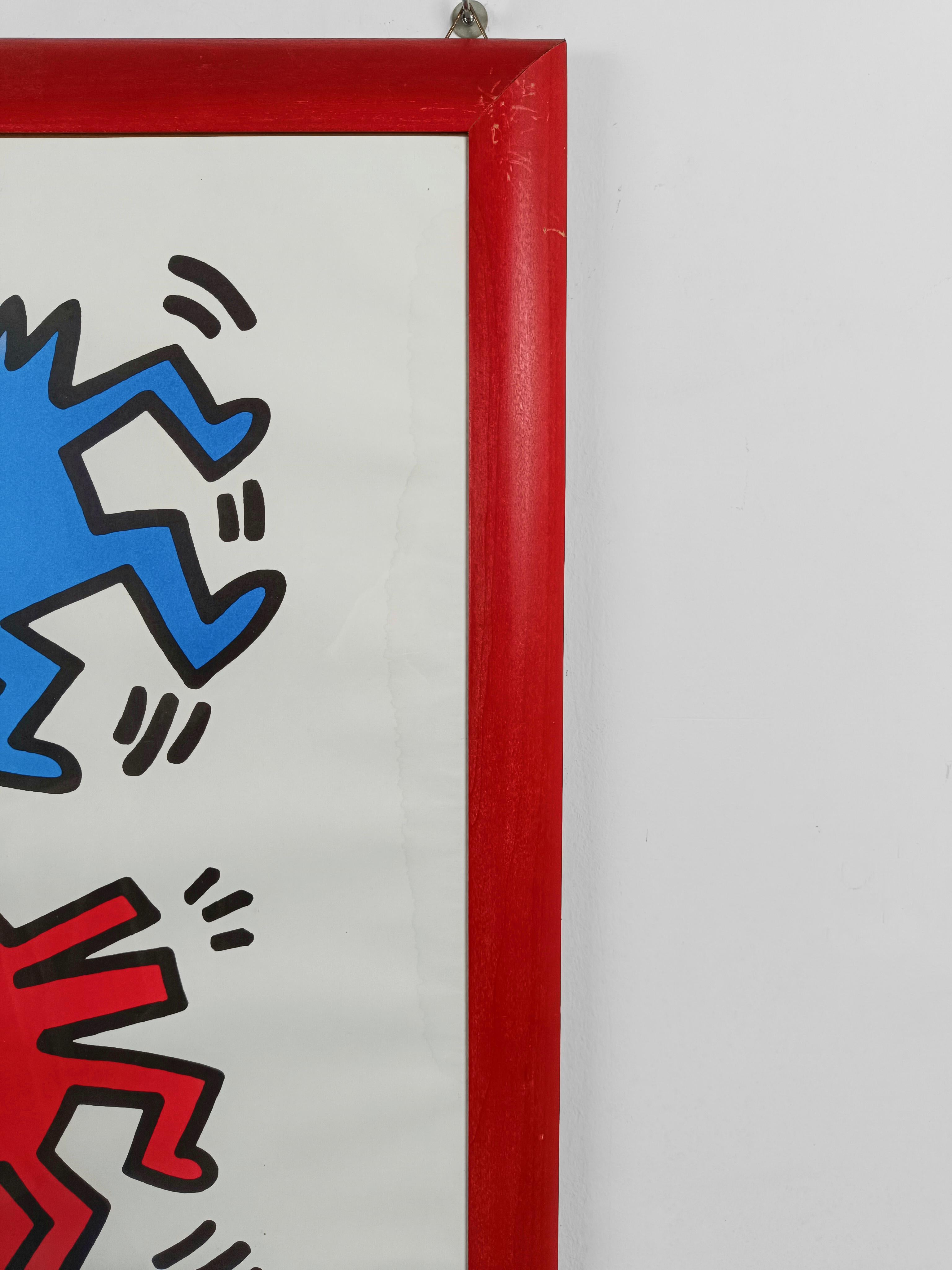 Affiche de Keith Haring représentant des chiens dansant imprimée en France par Nouvelles Imeges S.A.  Bon état - En vente à Roma, IT