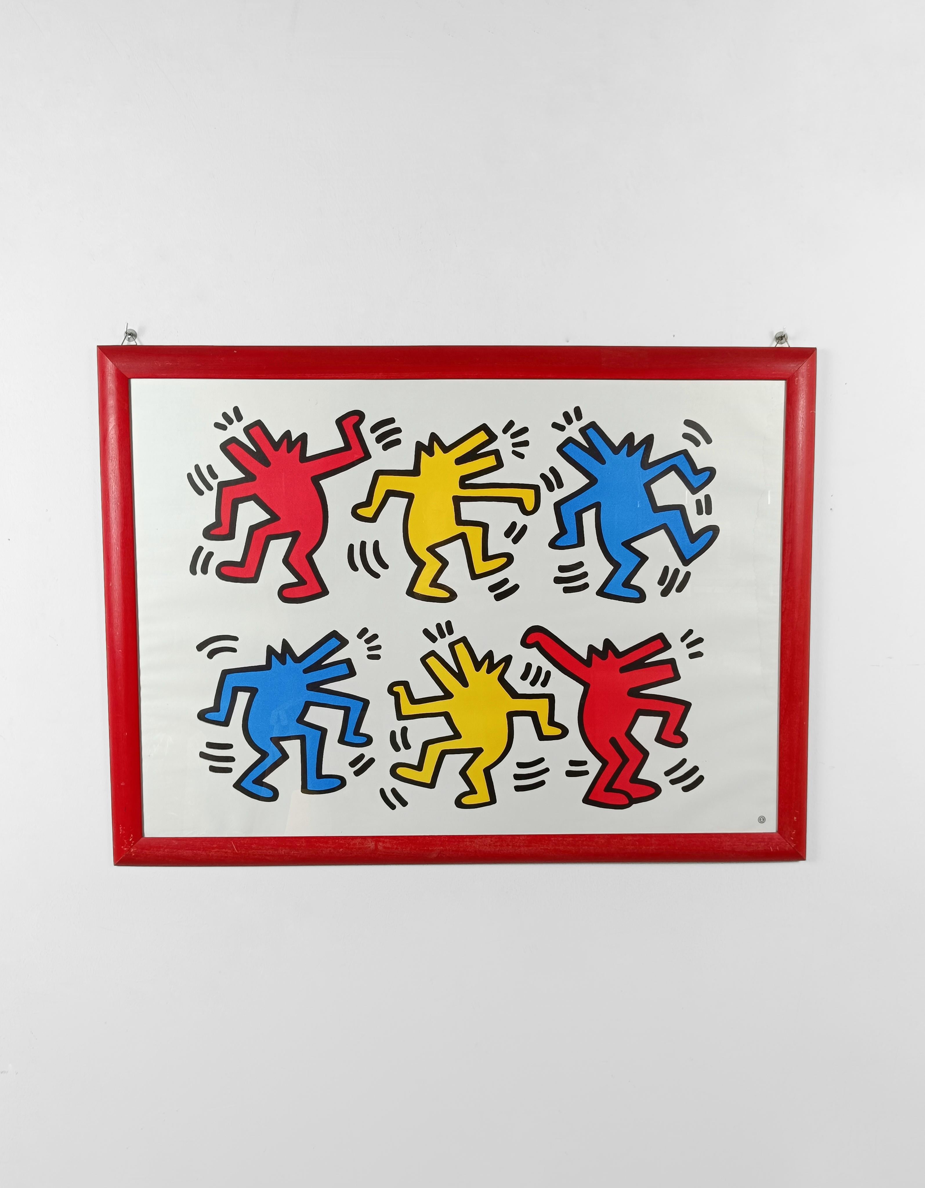 Keith Haring Poster of Dancing Dogs Printed in France by Nouvelles Imeges S.A.  In Good Condition For Sale In Roma, IT