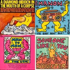 Retro 1980s Keith Haring Record Art: set of works (Keith Haring album art)