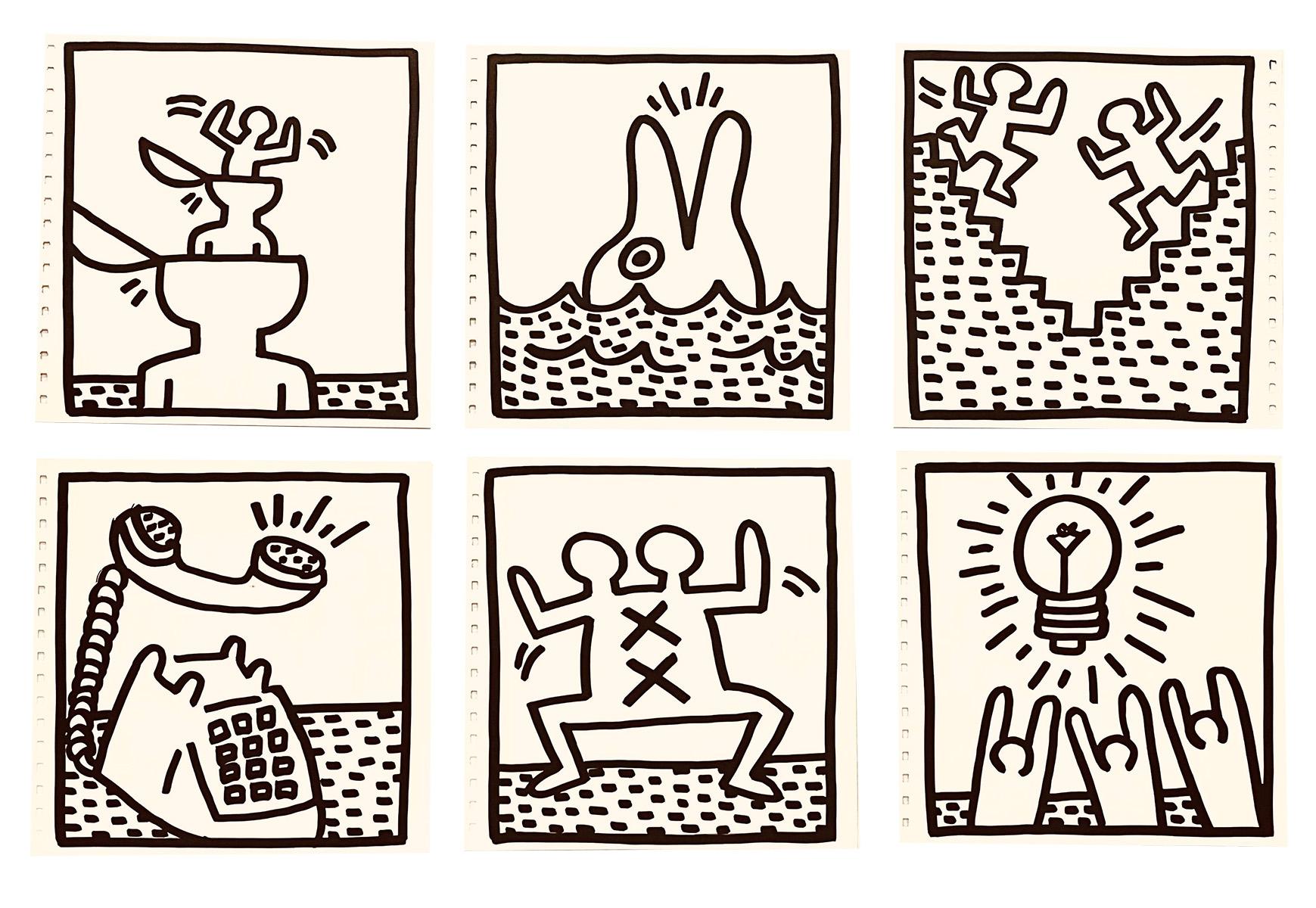 1982 Encarts de catalogue Keith Haring Tony Shafrazi (ensemble de 6 oeuvres imprimées) en vente 1