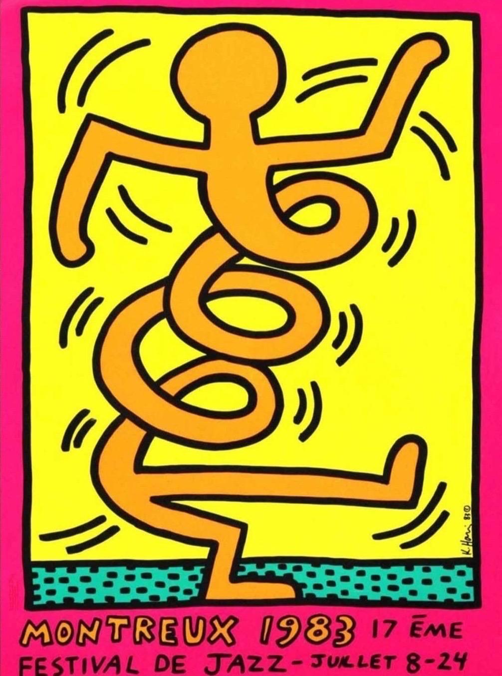 1983 Keith Haring Montreux Jazz Festival Pink Original Poster