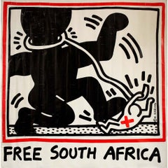 Affiche originale de 1985 de Keith Haring - "Free South Africa" (Afrique du Sud libre)