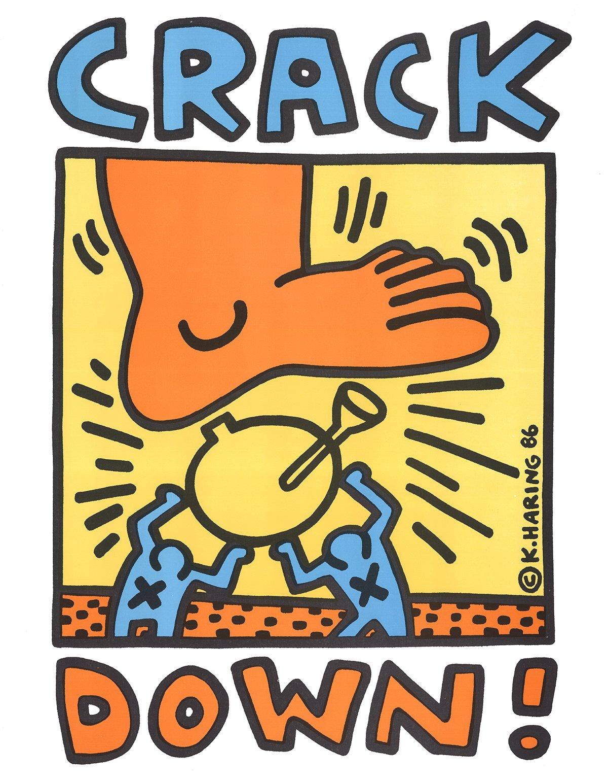 Poster original de Keith Haring « Cracking Down », 1986