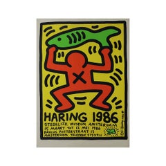1986 Keith Haring L'Homme et le Poisson Original Exhibition Poster