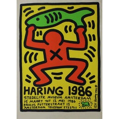 1986 Keith Haring L'Homme et le Poisson Original Exhibition Poster