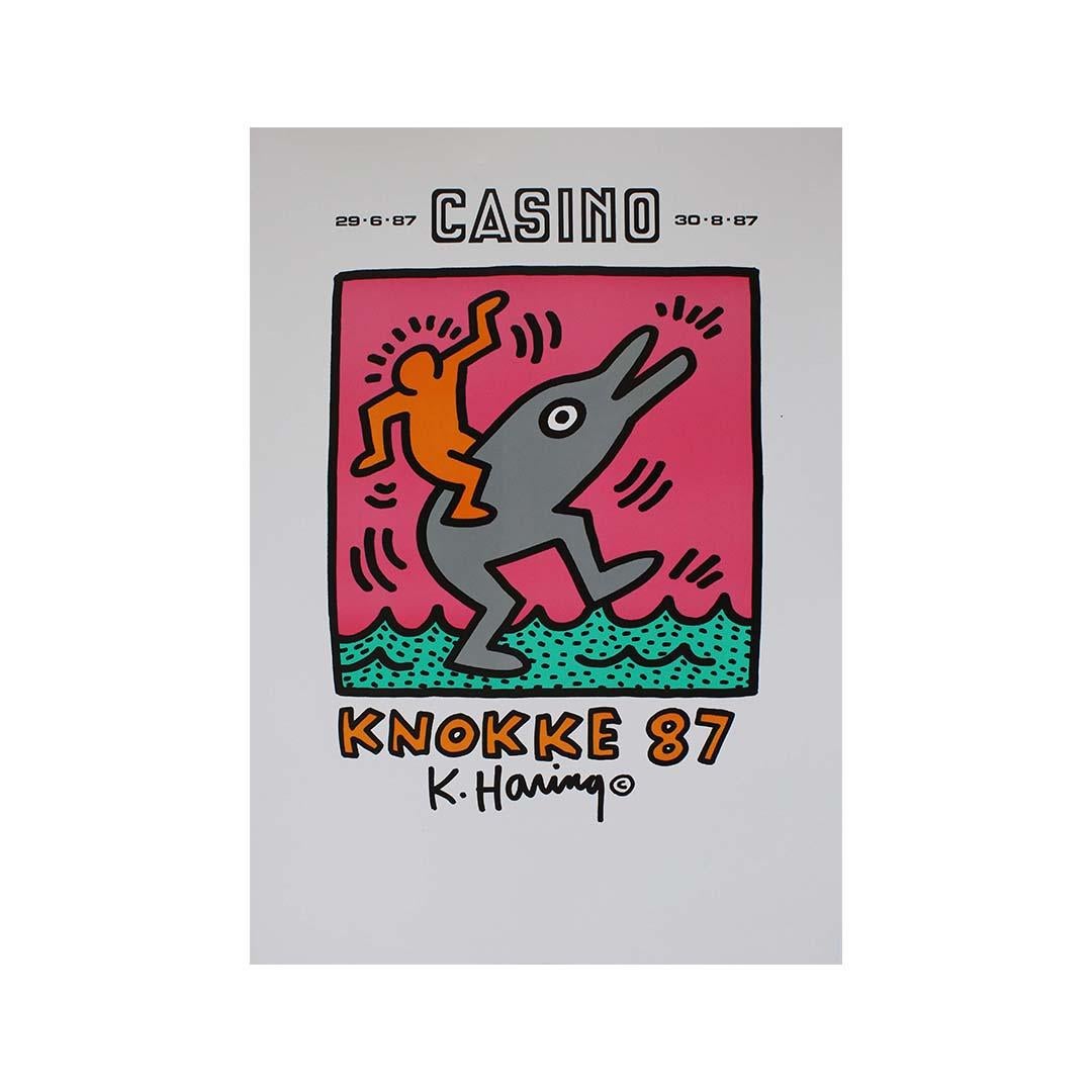 1987 original poster of Keith Haring with Knokke Casino in Belgium For Sale 1
