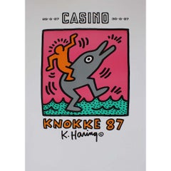 1987 original poster of Keith Haring with Knokke Casino in Belgium