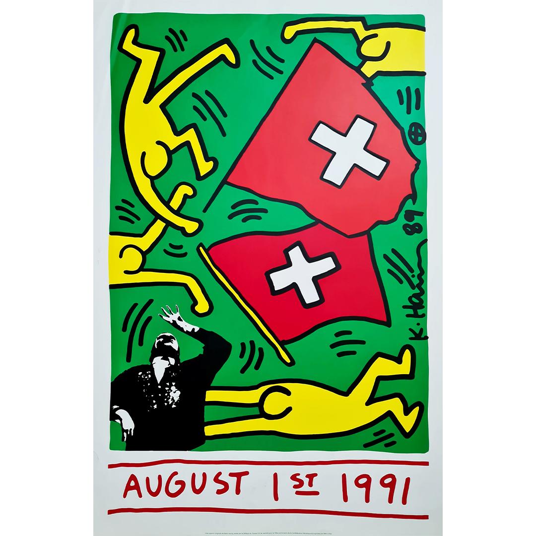 Affiche originale de 1991 réalisée par Keith Haring pour célébrer le jour national suisse 1