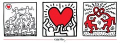 1995 Keith Haring ''Sans titre (1987)'' - Pop Art rouge, blanc, italien. Pop Art Rouge,Blanc Italie Lithographie Offset