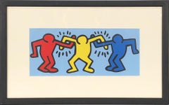 1998 Keith Haring 'Buddies' Pop Art Blue, Yellow, Red France Offset Lithograph 