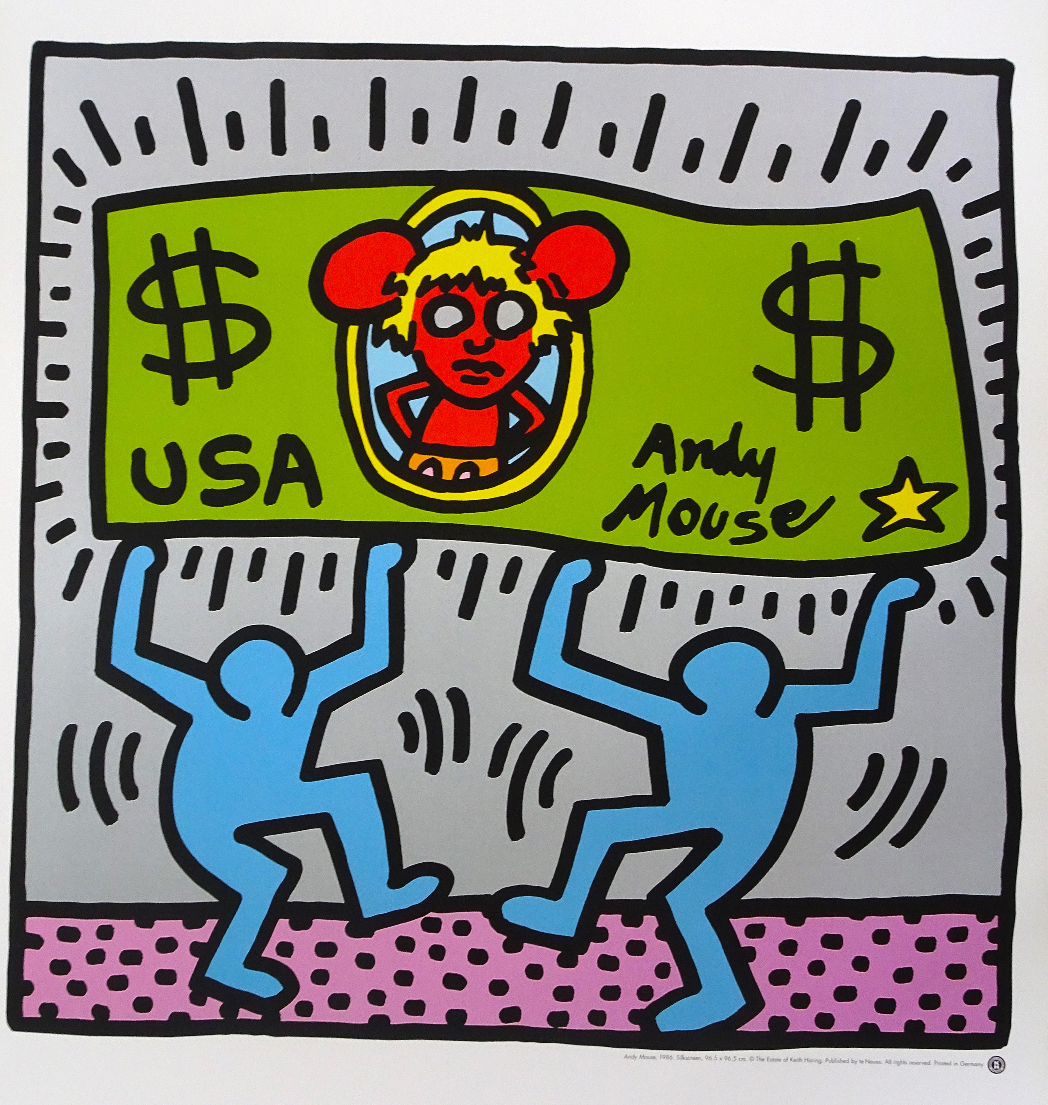Andy Mouse is a beautiful offset print realized by Keith Haring in 1986.

Silkscreen. Published by Te Neues. Printed in Germany. Perfect conditions.