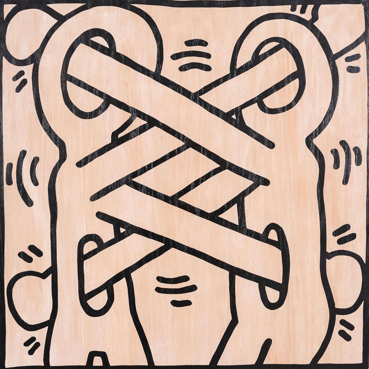 Keith Haring (1958-1990) est l'un des artistes (graffiti) les plus célèbres et les plus reconnus de tous les temps. Son imagerie emblématique a émergé sur les murs du métro de New York au début des années 1980, brisant la barrière entre le grand art
