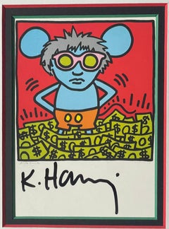 Art Card: Keith Haring - Andy Mouse Homage to Warhol Hand Signed by Keith Haring